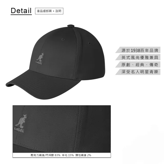 【KANGOL】WOOL FLEXFIT 棒球帽(黑色)