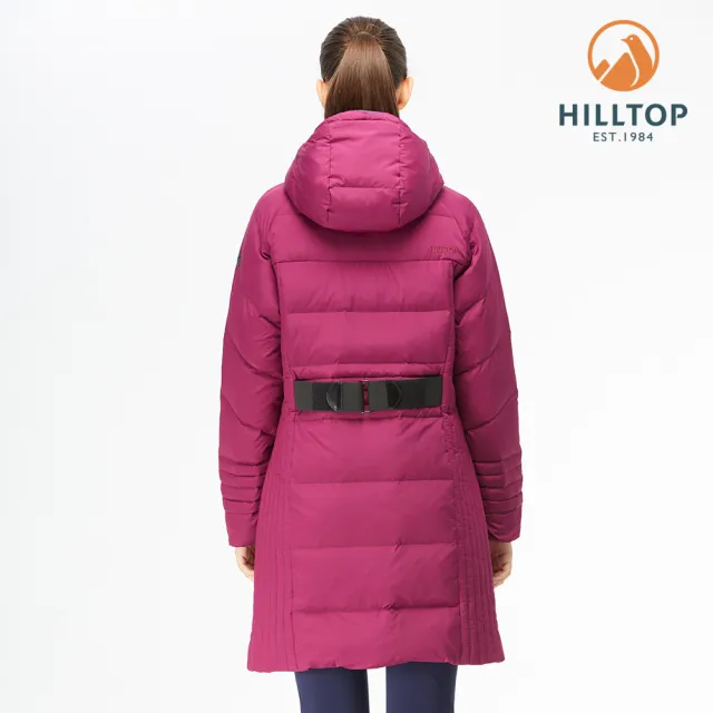 【Hilltop 山頂鳥】女款超潑水蓄熱羽絨連帽長大衣 F21F86 紅