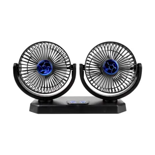 【QLZHS】汽車用雙頭風扇 360度可調循環電扇 車載風扇 12-24V通用款(三檔風速 車用/家用/辦公用)