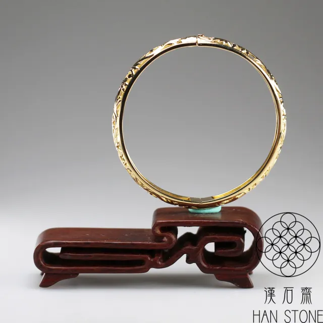 【漢石齋】黃14K金 手工鏤空雕花手環(重4.58錢/手腕圍54mm)