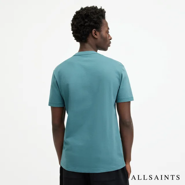 【ALLSAINTS】BRACE 公羊頭骨刺繡純棉修身短袖T恤-AQUARA BLUE MD131G(修身版型)