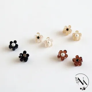【NANA】娜娜 韓系網珍珠小花抓夾小號6入組隨機出 NA06251(小花抓夾 髮夾)