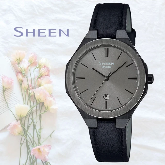 【CASIO 卡西歐】SHEEN 現代極簡八角女錶(SHE-4563BL-8A)