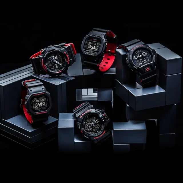 【CASIO 卡西歐】G-SHOCK 經典人氣電子錶-紅黑 開學(DW-5600HR-1)