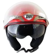 THH勇氣可掀式雙鏡片半罩安全帽T314A-紅白+免洗內襯套6入(速)