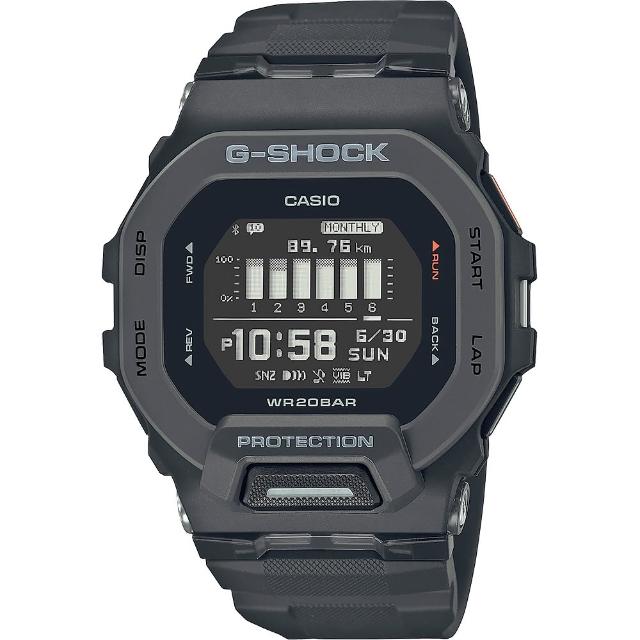 【CASIO 卡西歐】G-SHOCK 纖薄運動系藍芽計時手錶-沉著黑 送禮 禮物 推薦(GBD-200-1)