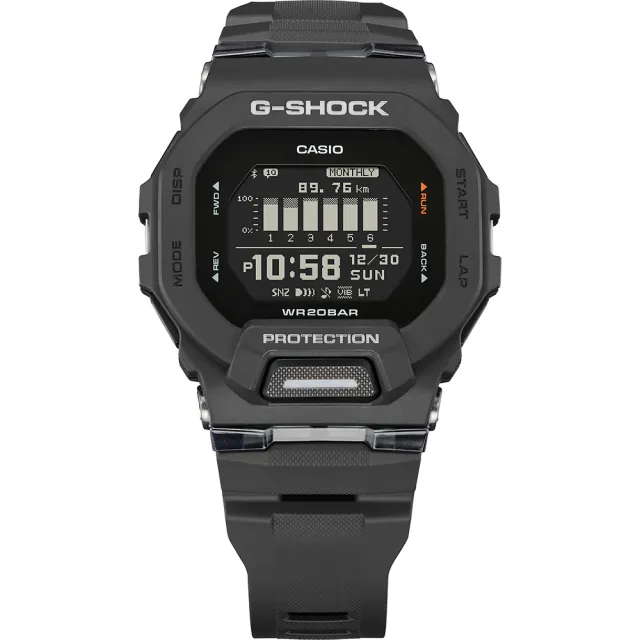 【CASIO 卡西歐】G-SHOCK 纖薄運動系藍芽計時手錶-沉著黑 送禮 禮物 推薦(GBD-200-1)