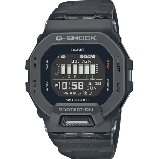 【CASIO 卡西歐】G-SHOCK 纖薄運動系藍芽計時手錶-沉著黑 送禮 禮物 推薦(GBD-200-1)