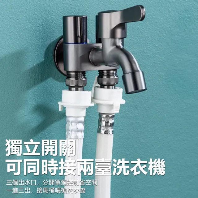 【Nil】一進三出增壓噴槍水龍頭套裝 三控四通角閥分流器 拖把池馬桶沖洗器(沖水器 噴水槍 婦洗器)