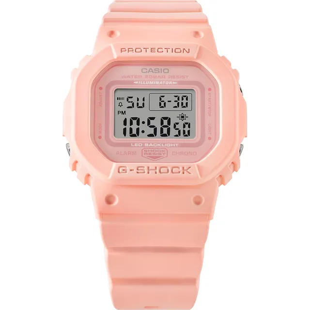 【CASIO 卡西歐】G-SHOCK 珊瑚粉橘方形女錶 送禮 禮物 推薦(GMD-S5600BA-4)