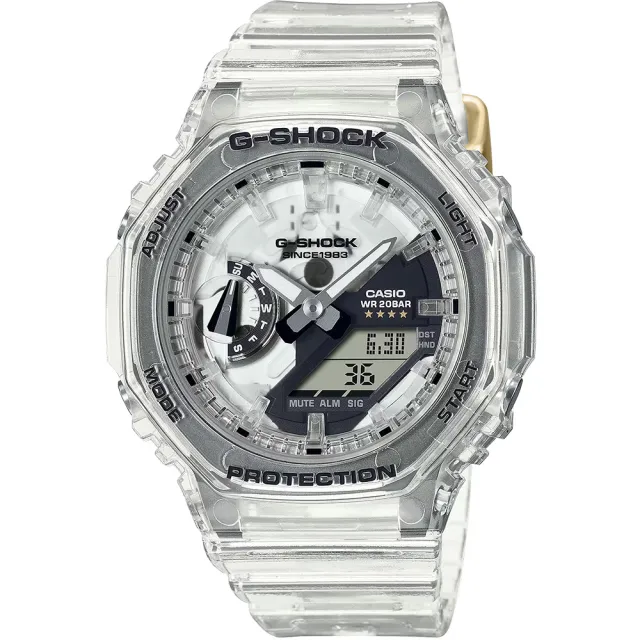 【CASIO 卡西歐】G-SHOCK 40周年透明限量版透視機芯手錶 開學(GMA-S2140RX-7A)