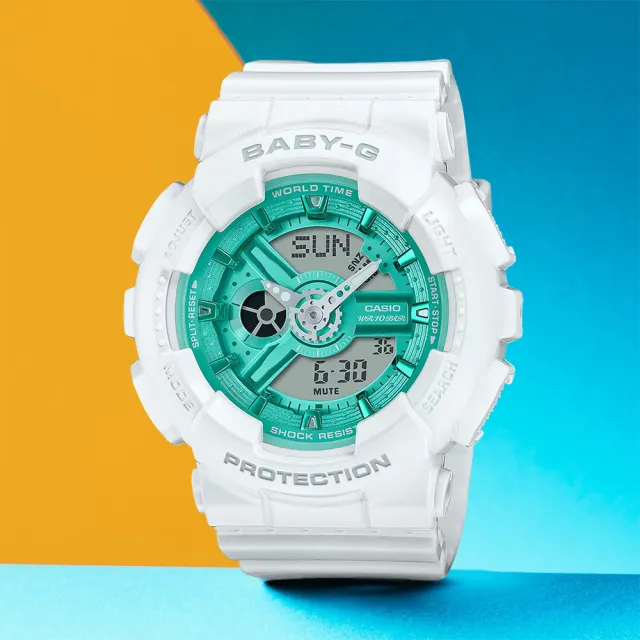 【CASIO 卡西歐】Baby-G 金屬色雙顯手錶 送禮 禮物 推薦(BA-110XWS-7A)