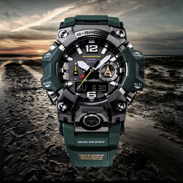 【CASIO 卡西歐】G-SHOCK Master of G 太陽能電波雙顯多功能藍芽手錶 開學(GWG-B1000-3A)