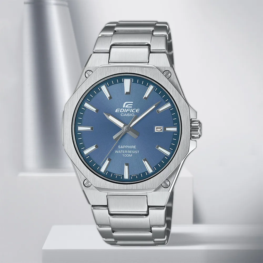 【CASIO 卡西歐】EDIFICE 輕薄系列八角手錶 考試手錶 送禮 禮物 推薦(EFR-S108D-2AV)