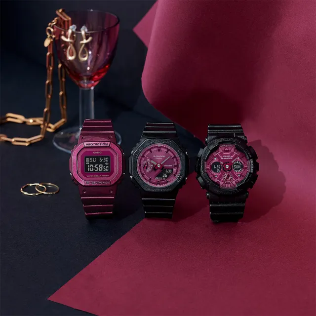 【CASIO 卡西歐】G-SHOCK 八角  勃根地酒紅系列 雙顯手錶 送禮 禮物 推薦(GMA-S2100RB-1A)