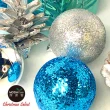 【摩達客】聖誕50mm/5CM/冰雪藍銀系30入吊飾組/松果禮物盒球飾(聖誕樹裝飾球飾掛飾)