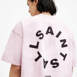 【ALLSAINTS】TIERRA 純棉寬鬆LOGO短袖T恤-粉 M016PA(舒適版型)
