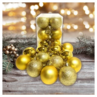 【摩達客】聖誕50mm 5CM 霧亮混款電鍍球24入吊飾組(金色系 聖誕樹裝飾球飾掛飾)