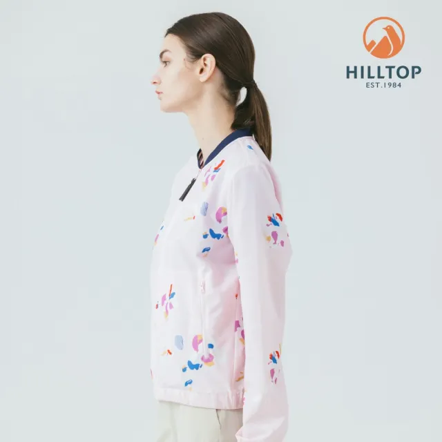 【Hilltop 山頂鳥】施華洛世奇水鑽超潑水抗UV輕量印花夾克彈性外套 女款 粉｜PS02XFG0ECFZ