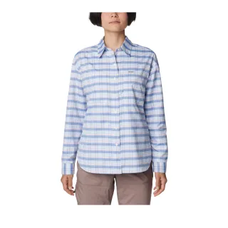 【Columbia 哥倫比亞】女款-Silver Ridge Utility™超防曬UPF50快排長袖襯衫-藍色格紋(UAR99870JC/IS)