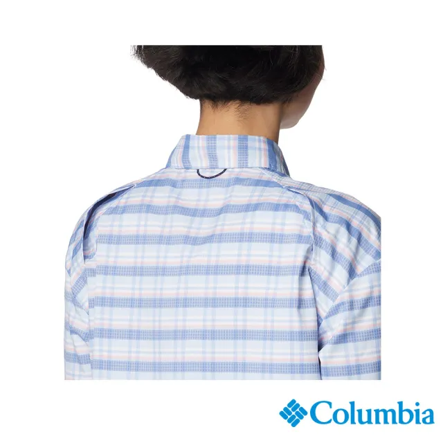 【Columbia 哥倫比亞 官方旗艦】女款-Silver Ridge Utility™超防曬UPF50快排長袖襯衫-藍色格紋(UAR99870JC