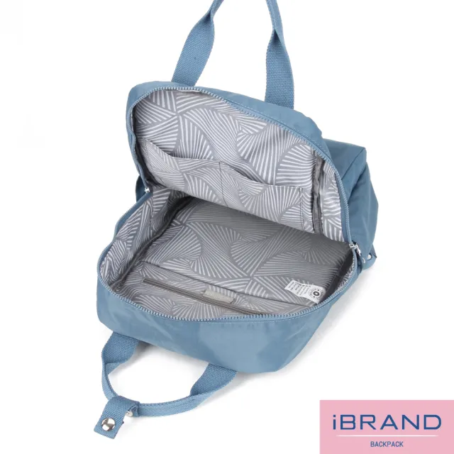 【iBrand】雙11 輕盈防潑水手提口袋尼龍後背包(防水包 牛仔藍)
