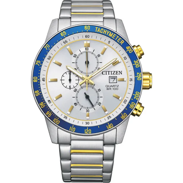 【CITIZEN 星辰】限量賽車三眼計時手錶-44mm 錶 生日禮 送禮(AN3686-53A)