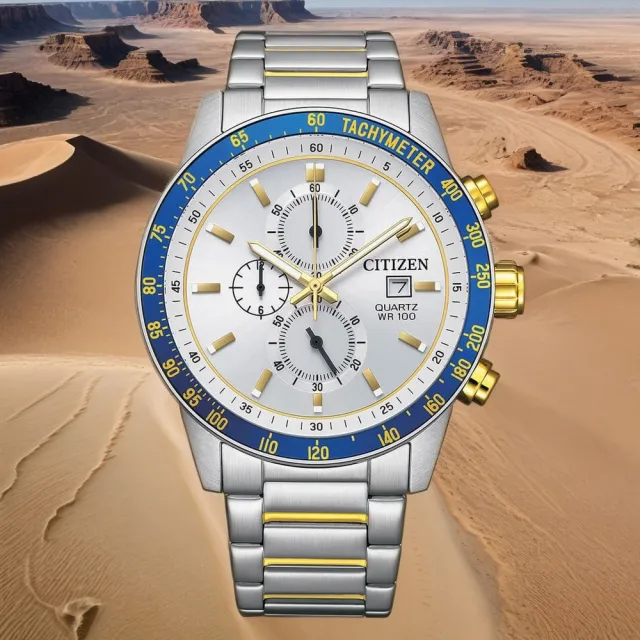 【CITIZEN 星辰】限量賽車三眼計時手錶-44mm 錶 生日禮 送禮(AN3686-53A)