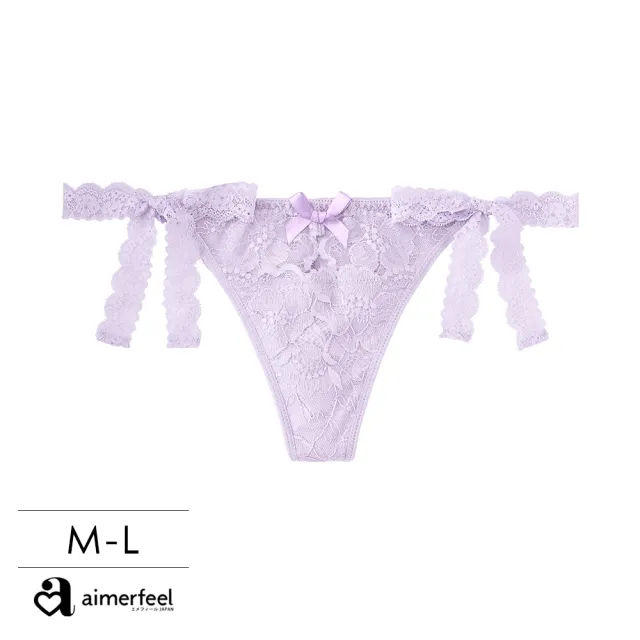 【aimerfeel】Corinne蕾絲綁繩丁字褲-紫色(1950124-PU)