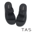 【TAS】閃耀燙鑽絨布厚底拖鞋(黑色)