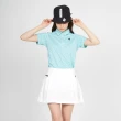 【LE COQ SPORTIF 公雞】高爾夫系列 女款湖水藍小雛菊彈性防曬機能短袖POLO衫 QLT2J212