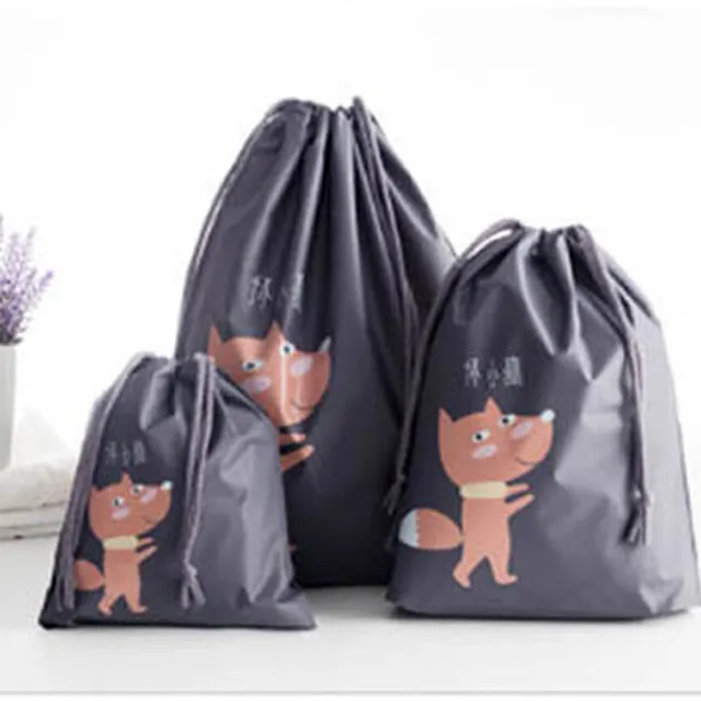 【E.City】買1送1-可愛動物圖案輕旅行束口收納袋3件套(共2組)