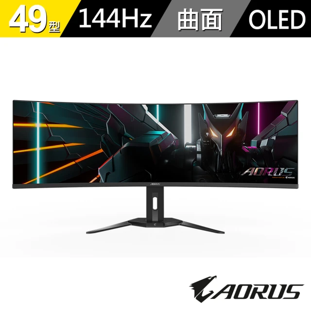 【GIGABYTE 技嘉】AORUS 49型 CO49DQ  電競螢幕(32:9/QD-OLED/5120x1440/144Hz/HDMI/Type-C/內建喇叭)