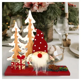 【摩達客】聖誕-可愛點點紅帽聖誕老公公(木質擺飾)