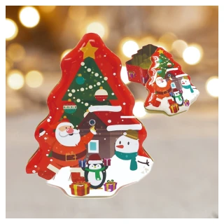 【摩達客】耶誕-紅面老公公雪人聖誕樹造型糖果罐擺飾(交換禮物)