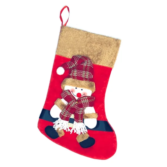 【摩達客】耶誕-棕毛雪人紅帽聖誕襪(聖誕襪)