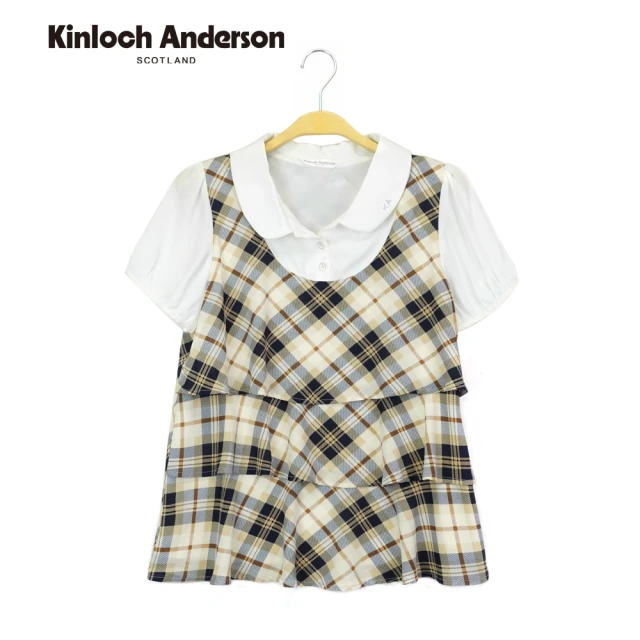 Kinloch Anderson 典雅格紋波浪拼接短袖上衣 金安德森女裝(KA0885103)