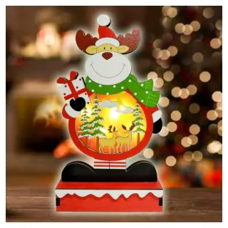 【交換禮物】摩達客-木質製彩繪麋鹿造型聖誕夜燈擺飾(電池燈)