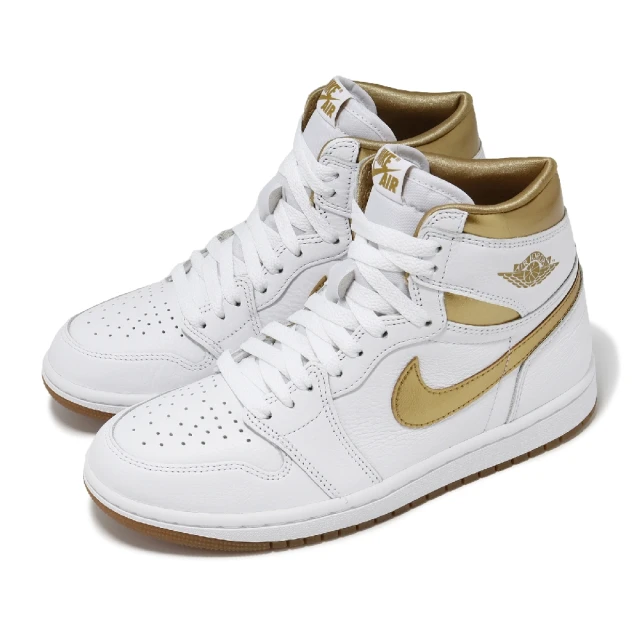 NIKE 耐吉 休閒鞋 Wmns Air Jordan 1 High OG 女鞋 白 金 高筒 AJ1 皮革 一代(FD2596-107)