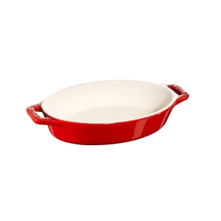 【法國Staub】橢圓型陶瓷烤盤17x11cm-0.4L(櫻桃紅)