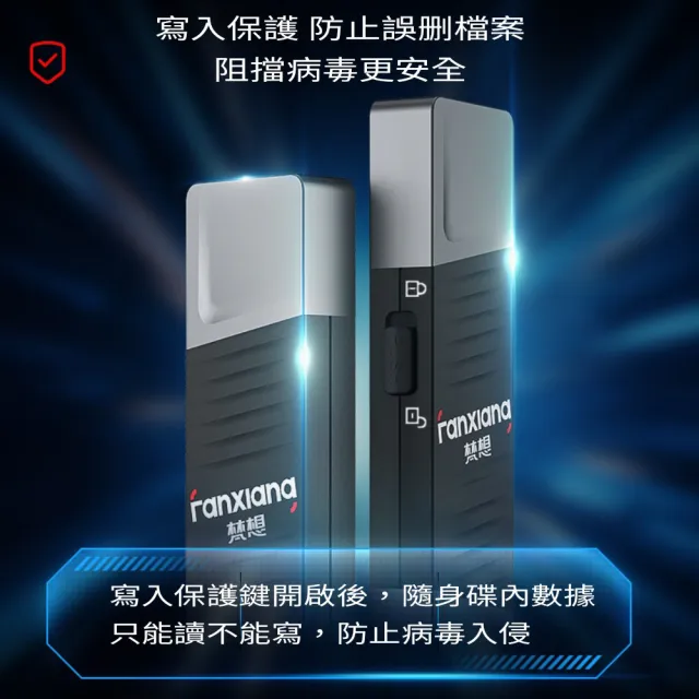 【FANXIANG 梵想】F397 寫保護256GB固態硬碟 USB3.2Gen2+Type-C(讀速550MB/s寫速500MB/s)