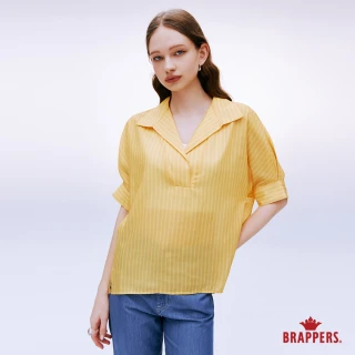 【BRAPPERS】女款 半開襟條紋襯衫(黃)
