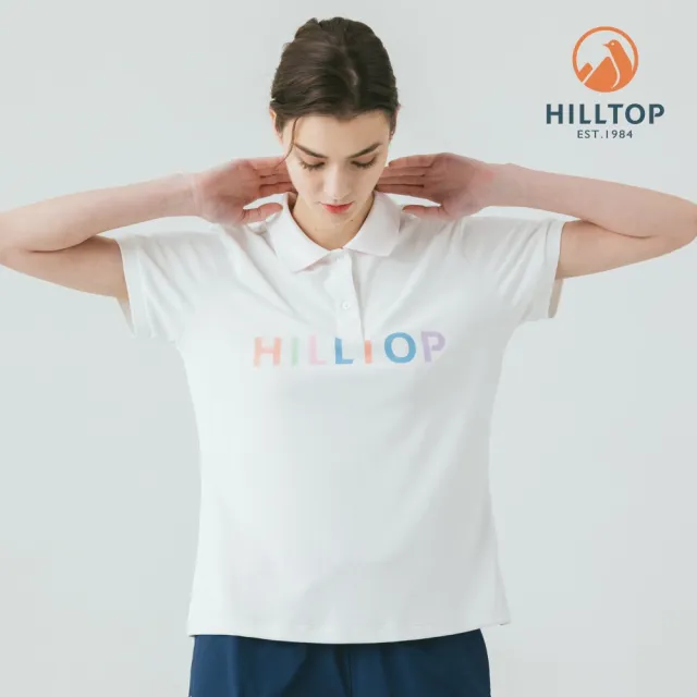 【Hilltop 山頂鳥】Polygiene抗菌吸濕快乾抗UV印花POLO衫 女款 白｜PS14XFK1ECB0