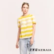 【KERAIA 克萊亞】夏日風韻條紋蕾絲設計上衣(黃色)