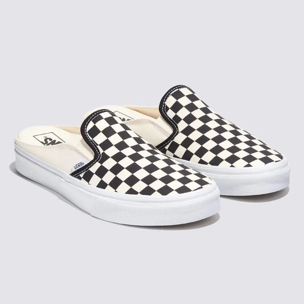 【VANS 官方旗艦】UA Classic Slip-On Mule 男女款黑白色棋盤格懶人拖鞋/休閒鞋/帆布