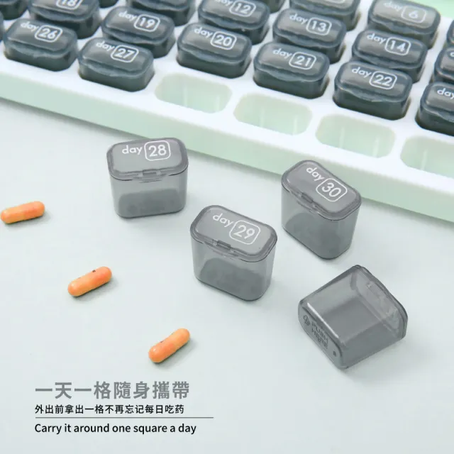 【一日一格】鍵盤式拆卸式31格藥盒(一個月 獨立分格 密封防潮 收納盒 藥物 飾品盒 分裝藥盒 藥品收納)