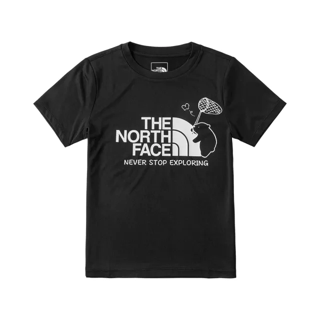 【The North Face】北面兒童黑色吸濕排汗防曬短袖T恤｜8CT1JK3