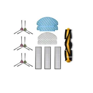 【CHAK恰可】ECOVACS 科沃斯 T8系列 副廠配件耗材超值組(主刷x1 邊刷x3 濾網x3 可水洗拖布x2 一次性拖布x2)