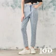 【IGD 英格麗】網路獨賣款-雪花合腿牛仔褲(藍色)