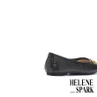 【HELENE_SPARK】氣質愛心馬銜釦壓紋羊皮方頭平底鞋(黑)